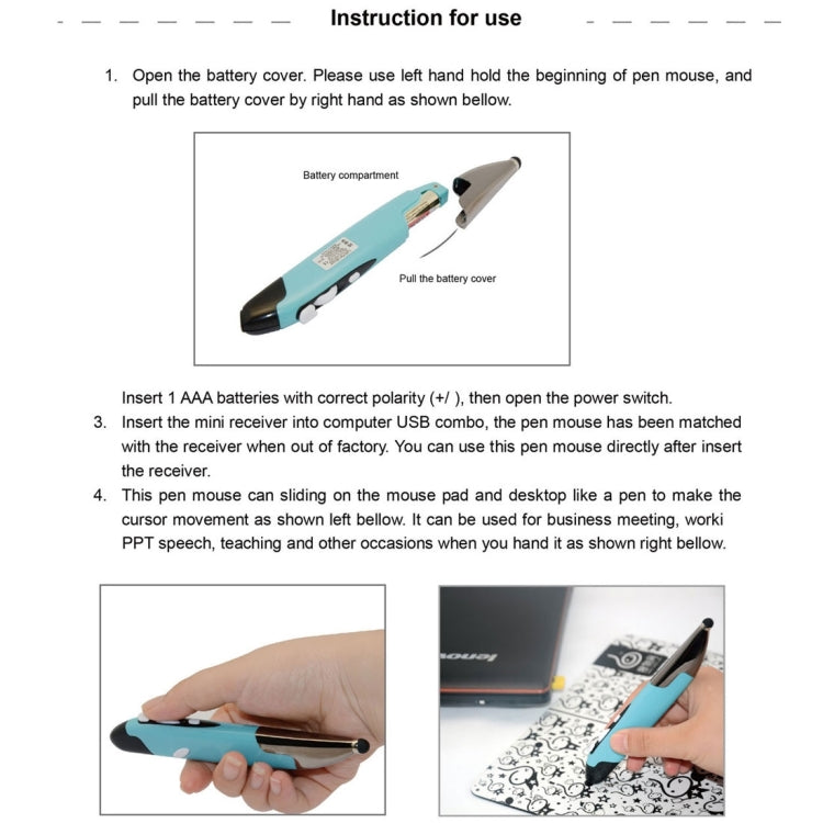 2.4GHz Innovative Pen-style Handheld Wireless Smart Mouse for PC Laptop(Grey) - Wireless Mice by PMC Jewellery | Online Shopping South Africa | PMC Jewellery | Buy Now Pay Later Mobicred