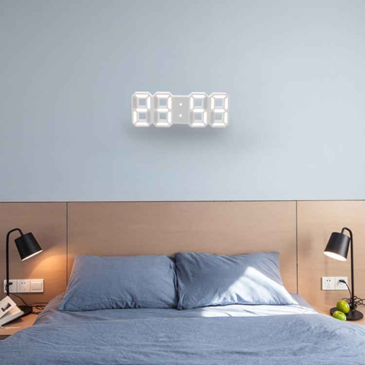 Multi-Function Large 3D LED Digital Wall Alarm Clock with Snooze Function, 12/24 Hours Display for Home, Kitchen, Office, DC 5V, CE Certificated(White) - Wall Clock by PMc TechLife | Online Shopping South Africa | PMc TechLife | Buy Now Pay Later Mobicred