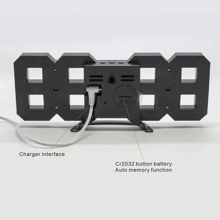 Multi-Function Large 3D LED Digital Wall Alarm Clock with Snooze Function, 12/24 Hours Display for Home, Kitchen, Office, DC 5V, CE Certificated(White) - Wall Clock by PMc TechLife | Online Shopping South Africa | PMc TechLife | Buy Now Pay Later Mobicred