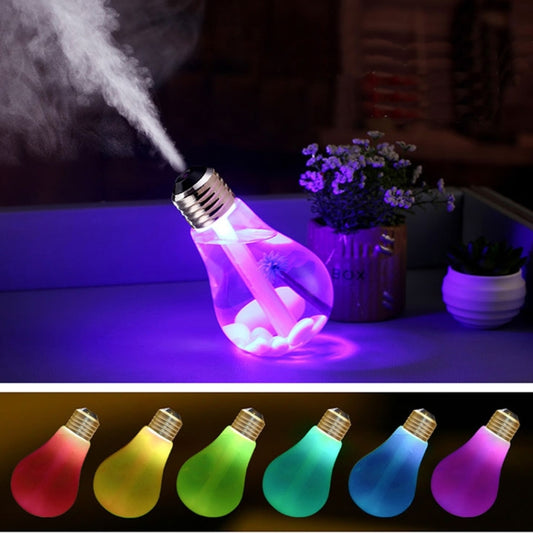 400ML Colorful Light Portable Bulb Shape Aromatherapy Air Purifier Humidifier for Home / Office / Car(Silver) - Air Purifiers & Accessories by PMC Jewellery | Online Shopping South Africa | PMC Jewellery | Buy Now Pay Later Mobicred