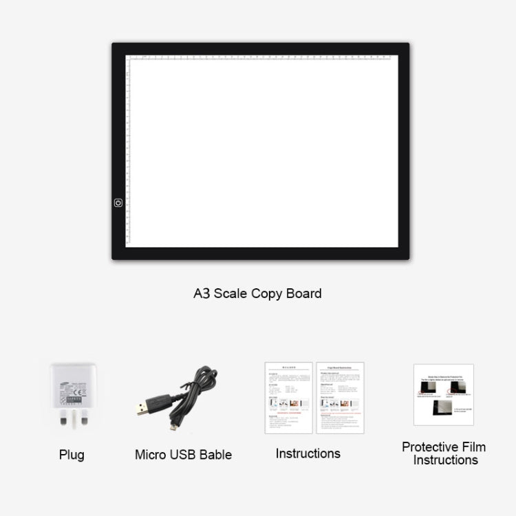 A3 Size 8W 5V LED Ultra-thin Stepless Dimming Acrylic Copy Boards for Anime Sketch Drawing Sketchpad, with USB Cable & Plug -  by PMC Jewellery | Online Shopping South Africa | PMC Jewellery | Buy Now Pay Later Mobicred