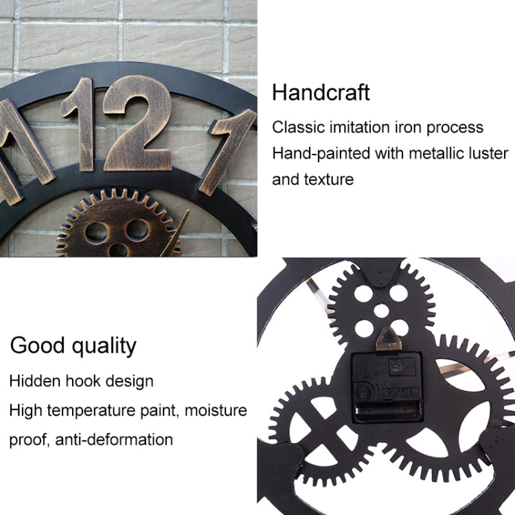 Retro Wooden Round Single-sided Gear Clock Number Wall Clock, Diameter: 80cm (Silver) - Wall Clock by PMc TechLife | Online Shopping South Africa | PMc TechLife | Buy Now Pay Later Mobicred