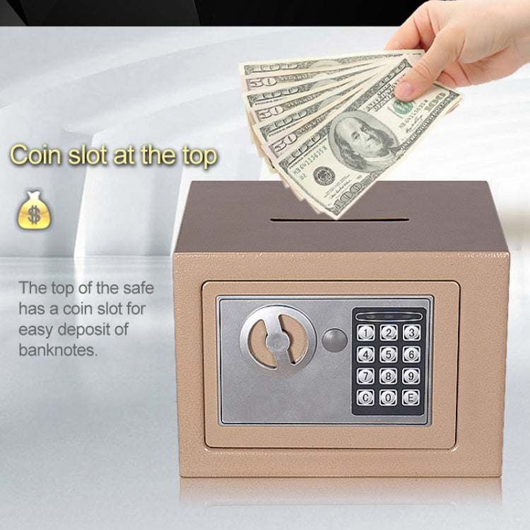 17E Home Mini Electronic Security Lock Box Wall Cabinet Safety Box with Coin-operated Function(Champagne Gold) - Safety Box by PMc TechLife | Online Shopping South Africa | PMc TechLife | Buy Now Pay Later Mobicred