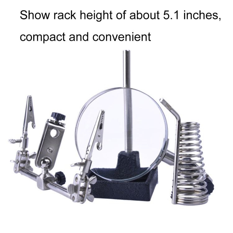 90mm Diameter 5X Multifunction Spring Iron Stand with Magnifying Glass - Soldering Iron Stand by PMC TechLife | Online Shopping South Africa | PMC TechLife | Buy Now Pay Later Mobicred