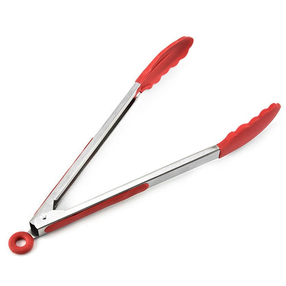 9 inch Silicone Non-slip Food Bread Barbecue BBQ Clip Tongs Kitchen Tools(Red) - Food Clips & Clips by PMC Jewellery | Online Shopping South Africa | PMC Jewellery | Buy Now Pay Later Mobicred