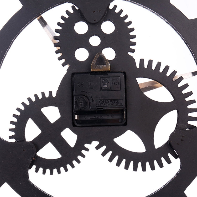 Retro Wooden Round Single-sided Gear Clock Number Wall Clock, Diameter: 40cm (Silver) - Wall Clock by PMc TechLife | Online Shopping South Africa | PMc TechLife | Buy Now Pay Later Mobicred