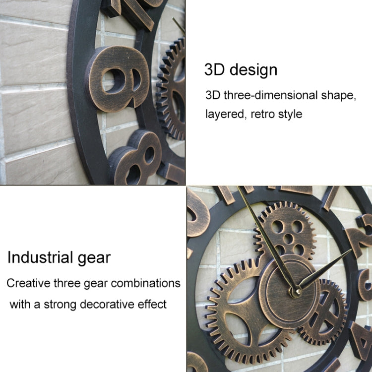 Retro Wooden Round Single-sided Gear Clock Rome Number Wall Clock, Diameter: 70cm(Silver) - Wall Clock by PMc TechLife | Online Shopping South Africa | PMc TechLife | Buy Now Pay Later Mobicred