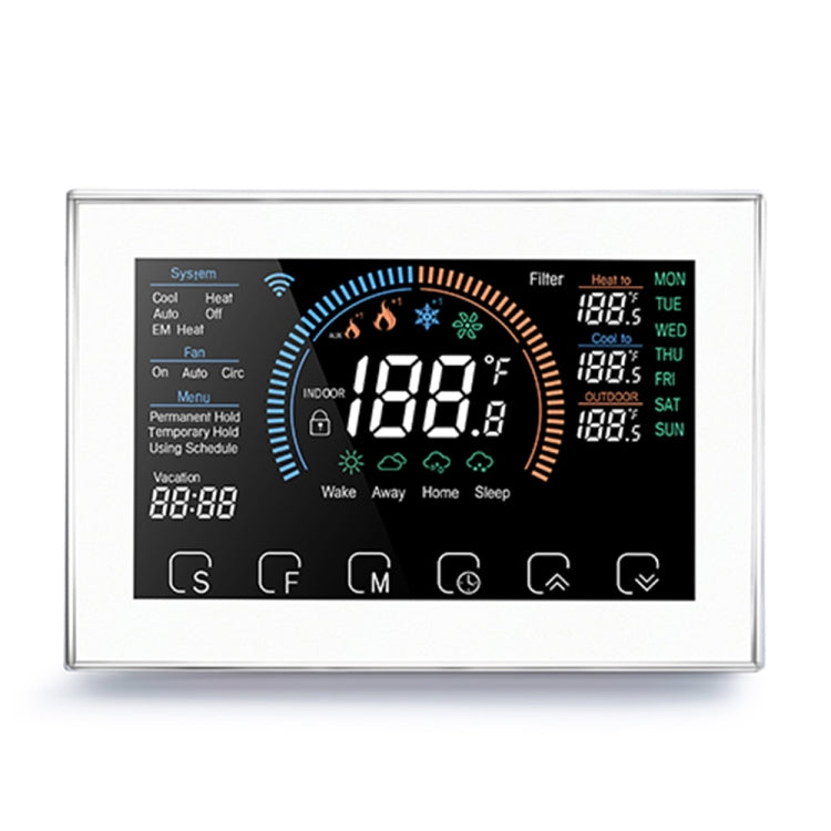 BHP-8000-WIFI-W 3H2C Smart Home Heat Pump Round Room Mirror Housing Thermostat with Adapter Plate & WiFi, AC 24V(White) - Thermostat & Thermometer by PMC Jewellery | Online Shopping South Africa | PMC Jewellery | Buy Now Pay Later Mobicred