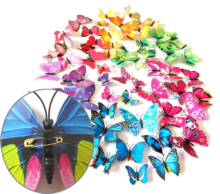 2 Set Creative 3D Color Butterfly Wall Stickers Living Room Bedroom Decoration Supplies, Pin Style, Random Color Delivery - Ornaments by PMC Jewellery | Online Shopping South Africa | PMC Jewellery