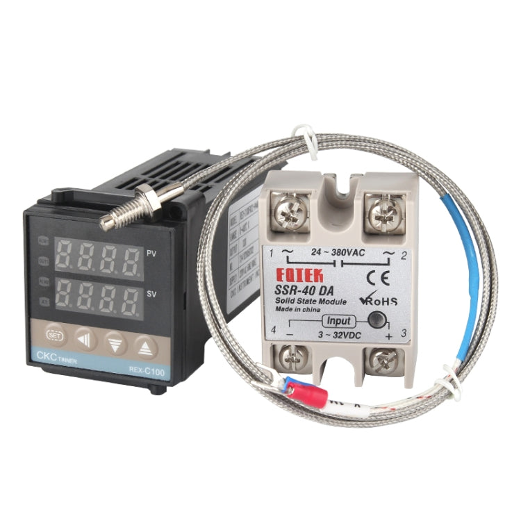 REX-C100 Thermostat + Thermocouple + SSR-25 DA Solid State Module Intelligent Temperature Control Kit - Components Kits by PMC Jewellery | Online Shopping South Africa | PMC Jewellery