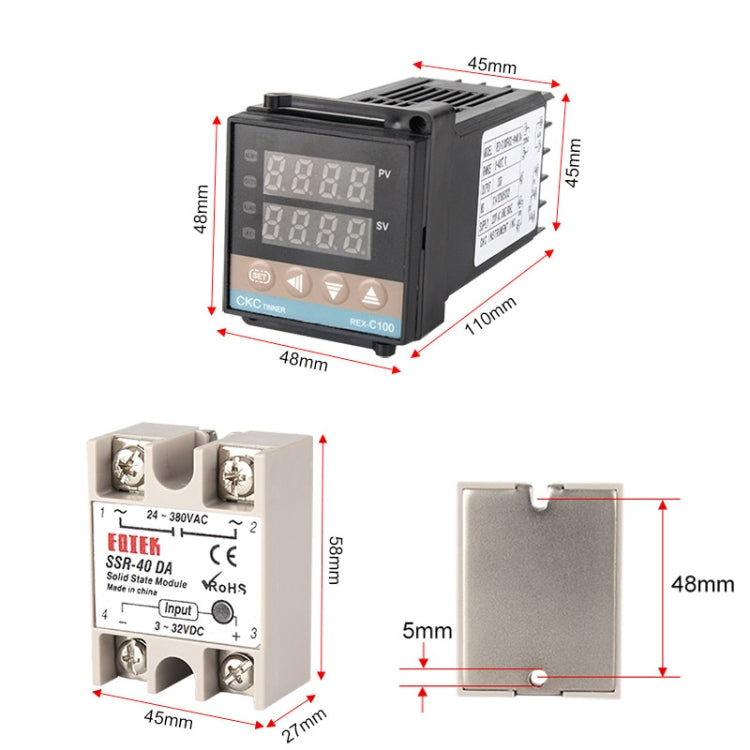 8800W REX-C100 Thermostat + Heat Sink + Thermocouple + SSR-80 DA Solid State Module Intelligent Temperature Control Kit - free shipping - PMC Jewellery - Order now!