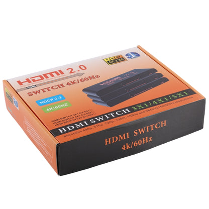 3X1 4K/60Hz HDMI 2.0 Switch with Remote Control, EU Plug - Switch by PMC Jewellery | Online Shopping South Africa | PMC Jewellery | Buy Now Pay Later Mobicred