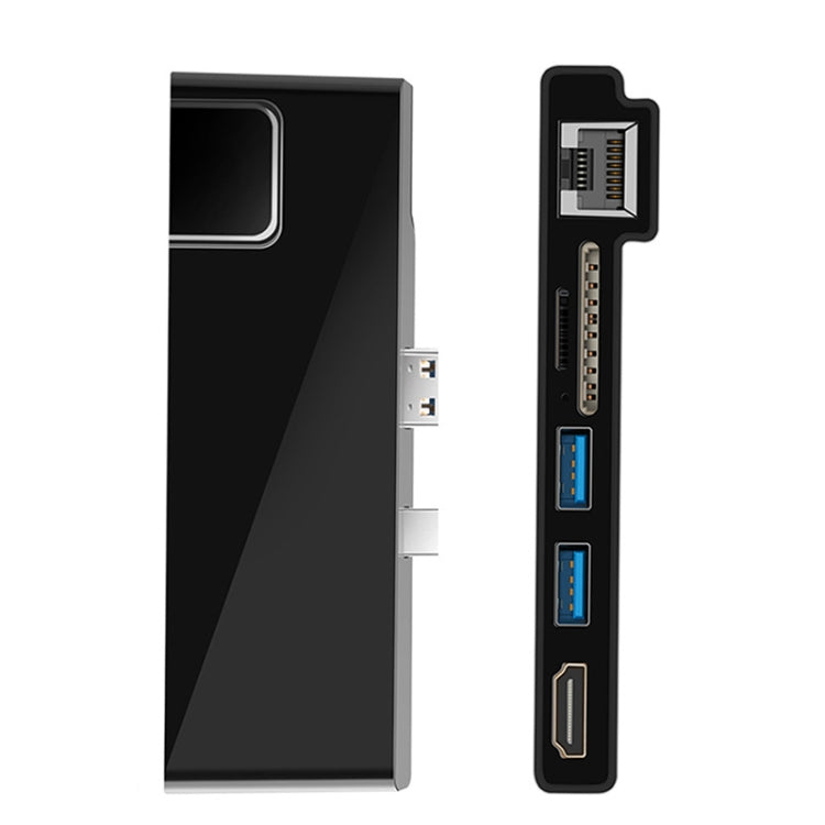 ROCKETEK SK-S5HL RJ45 + 2 x USB 3.0 + HDMI + SD / TF Memory Card Reader HUB 4K HDMI Adapter(Black) - free shipping - PMC Jewellery - Order now!