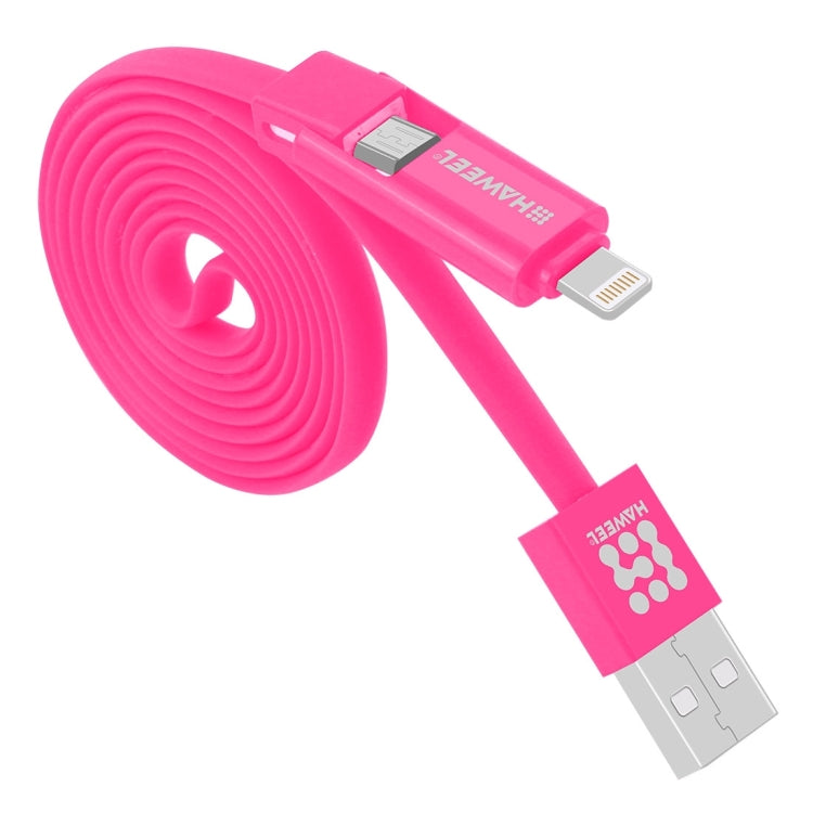 HAWEEL 1m 2 in 1 Micro USB & 8 Pin to USB Data Sync Charge Cable(Magenta) - Multifunction Cable by PMC Jewellery | Online Shopping South Africa | PMC Jewellery | Buy Now Pay Later Mobicred