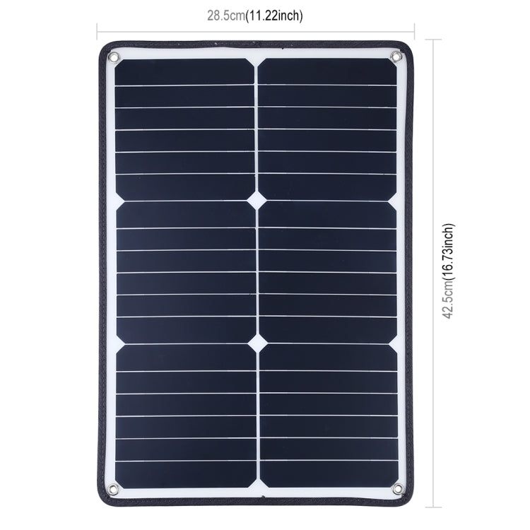 HAWEEL Portable 20W Monocrystalline Silicon Solar Power Panel Charger, with USB Port & Holder & Tiger Clip, Support QC3.0 and AFC(Black) - Charger by HAWEEL | Online Shopping South Africa | PMC Jewellery | Buy Now Pay Later Mobicred