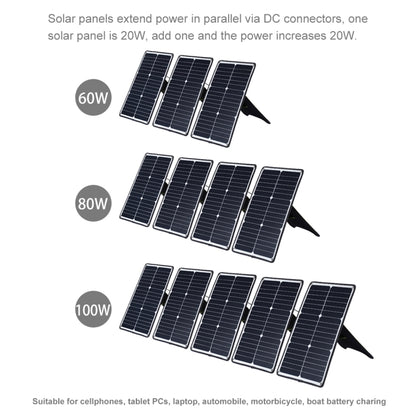 HAWEEL Portable 20W Monocrystalline Silicon Solar Power Panel Charger, with USB Port & Holder & Tiger Clip, Support QC3.0 and AFC(Black) - Charger by HAWEEL | Online Shopping South Africa | PMC Jewellery | Buy Now Pay Later Mobicred