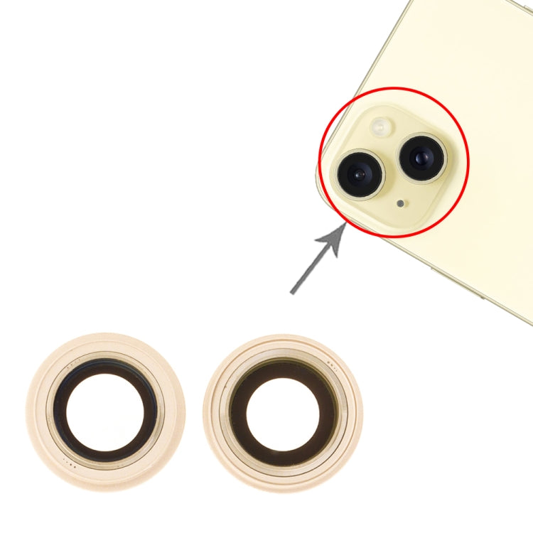 For iPhone 15 / 15 Plus 1set Camera Lens Cover (Yellow) - Camera Series by PMC TechLife | Online Shopping South Africa | PMC TechLife
