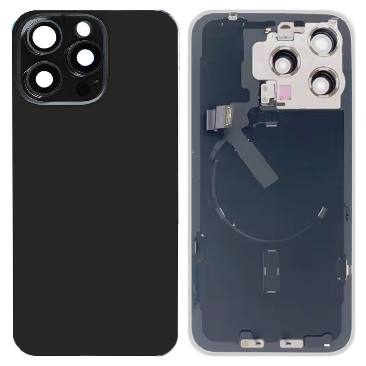 For iPhone 15 Pro Max Glass Battery Back Cover with Flash Bracket + Wireless Charging Module(Black) - Back Cover by PMC Jewellery | Online Shopping South Africa | PMC Jewellery | Buy Now Pay Later Mobicred