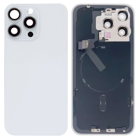 For iPhone 15 Pro Max Glass Battery Back Cover with Flash Bracket + Wireless Charging Module(White) - Back Cover by PMC Jewellery | Online Shopping South Africa | PMC Jewellery | Buy Now Pay Later Mobicred