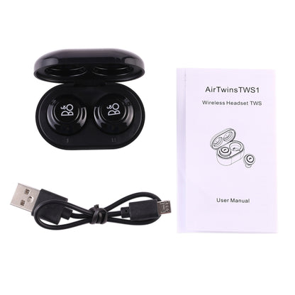 Air Twins TWS1 Bluetooth V5.0 Wireless Stereo Earphones with Magnetic Charging Box(Black) - TWS Earphone by PMC Jewellery | Online Shopping South Africa | PMC Jewellery | Buy Now Pay Later Mobicred