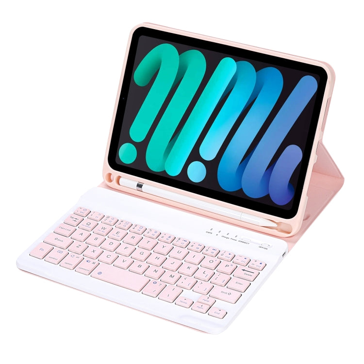 C06B Ultra-thin Candy Colors Bluetooth Keyboard Tablet Case for iPad mini 6, with Stand & Pen Slot (Pink) - For iPad mini by PMC TechLife | Online Shopping South Africa | PMC TechLife