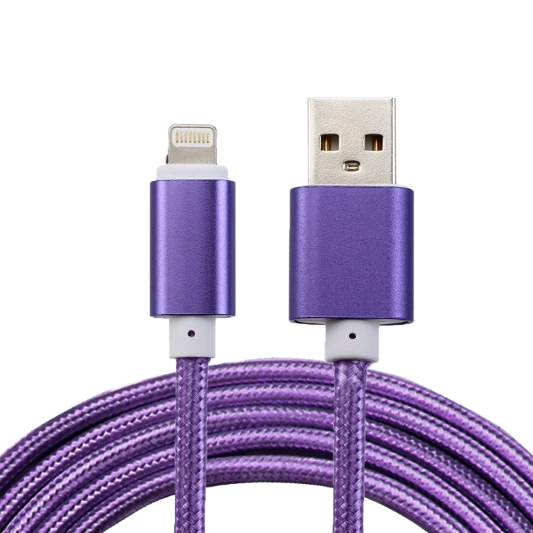 2m Woven Style Metal Head 84 Cores 8 Pin to USB 2.0 Data / Charger Cable(Purple) - Normal Style Cable by PMC Jewellery | Online Shopping South Africa | PMC Jewellery | Buy Now Pay Later Mobicred