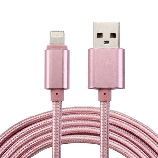 2m Woven Style Metal Head 84 Cores 8 Pin to USB 2.0 Data / Charger Cable(Rose Gold) - Normal Style Cable by PMC Jewellery | Online Shopping South Africa | PMC Jewellery | Buy Now Pay Later Mobicred