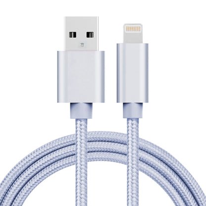 1m 3A Woven Style Metal Head 8 Pin to USB Data / Charger Cable(Silver) - Normal Style Cable by PMC Jewellery | Online Shopping South Africa | PMC Jewellery | Buy Now Pay Later Mobicred