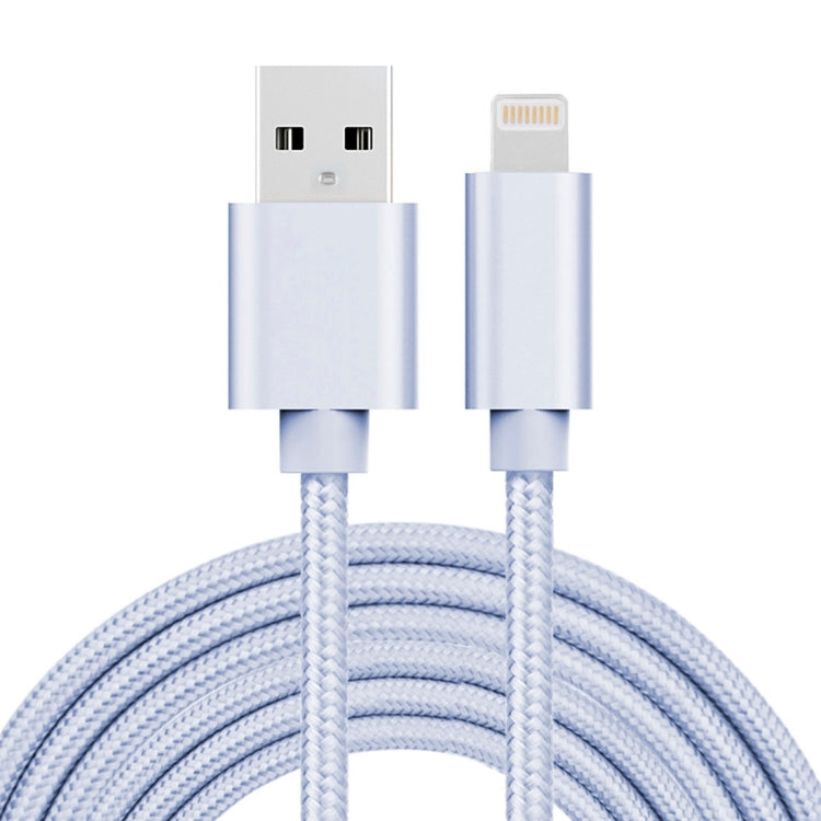 3m 3A Woven Style Metal Head 8 Pin to USB Data / Charger Cable(Silver) - Normal Style Cable by PMC Jewellery | Online Shopping South Africa | PMC Jewellery | Buy Now Pay Later Mobicred