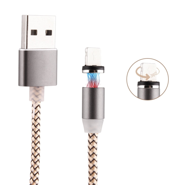 360 Degree Rotation 8 Pin to USB 2.0 Weave Style Magnetic Charging Cable with LED Indicator, Cable Length: 1m(Gold) - Charging Cable & Head by PMC Jewellery | Online Shopping South Africa | PMC Jewellery | Buy Now Pay Later Mobicred