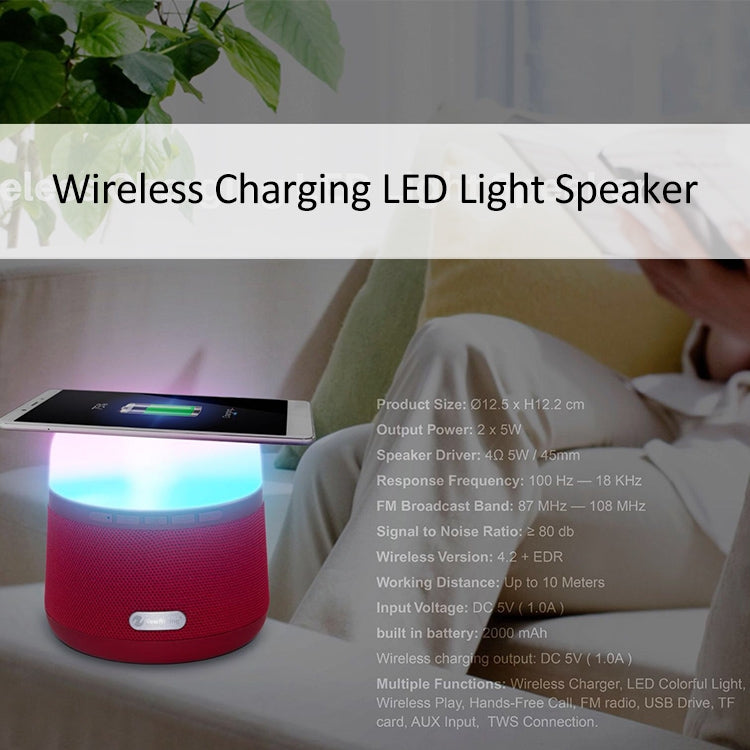 NewRixing NR-3500 Multi-function Atmosphere Light Wireless Charging Bluetooth Speaker with Hands-free Call Function, Support TF Card & USB & FM & AUX (Grey) - Desktop Speaker by NewRixing | Online Shopping South Africa | PMC Jewellery | Buy Now Pay Later Mobicred