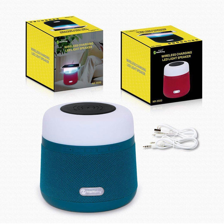 NewRixing NR-3500 Multi-function Atmosphere Light Wireless Charging Bluetooth Speaker with Hands-free Call Function, Support TF Card & USB & FM & AUX (Red) - free shipping - PMC Jewellery - Order now!
