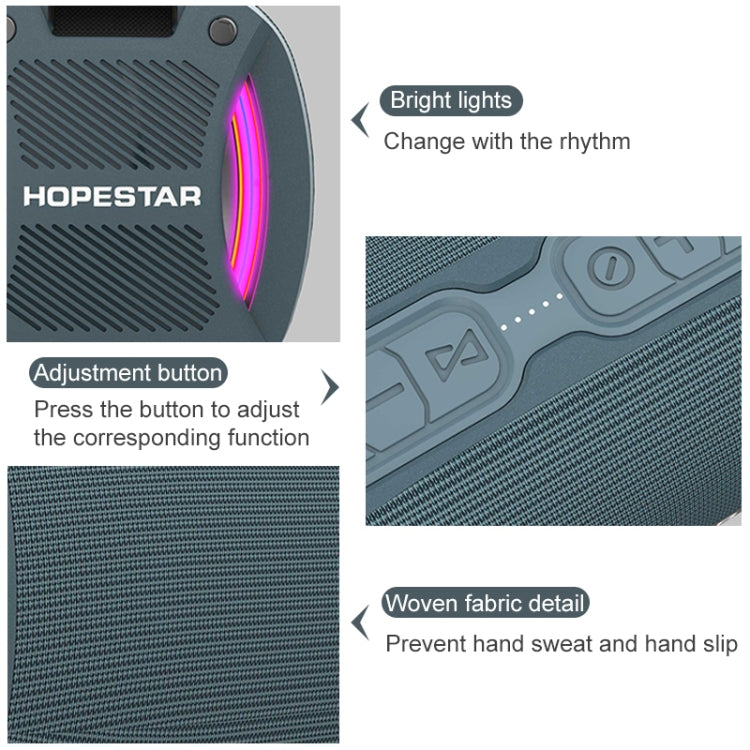 HOPESTAR H24 Pro TWS Portable Outdoor Waterproof Woven Textured Bluetooth Speaker with Rhythm Light, Support Hands-free Call & U Disk & TF Card & 3.5mm AUX & FM (Red) - Desktop Speaker by HOPESTAR | Online Shopping South Africa | PMC Jewellery | Buy Now Pay Later Mobicred