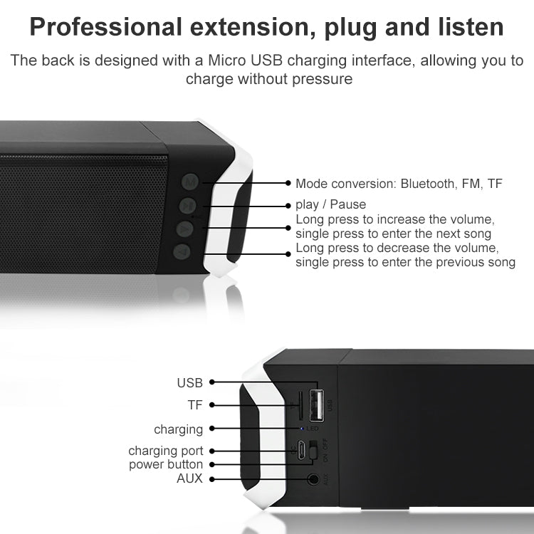 NewRixing NR-2017 Portable Bluetooth Speaker, Support Hands-free Call / TF Card / FM / U Disk (Silver) - free shipping - PMC Jewellery - Order now!