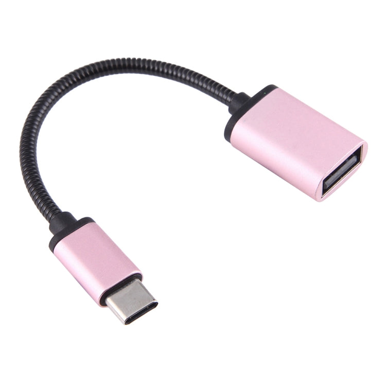 8.3cm USB Female to Type-C Male Metal Wire OTG Cable Charging Data Cable(Rose Gold) - OTG Adapter by PMC Jewellery | Online Shopping South Africa | PMC Jewellery | Buy Now Pay Later Mobicred