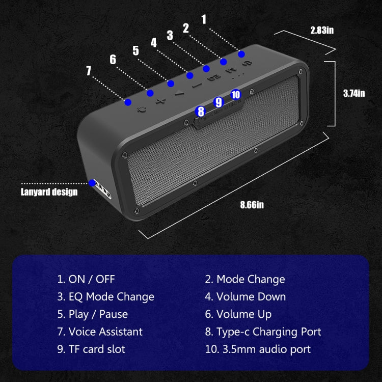 XDOBO Wake 1983 IPX7 Waterproof Portable Outdoor Wireless Bluetooth Speaker (Black) - free shipping - PMC Jewellery - Order now!