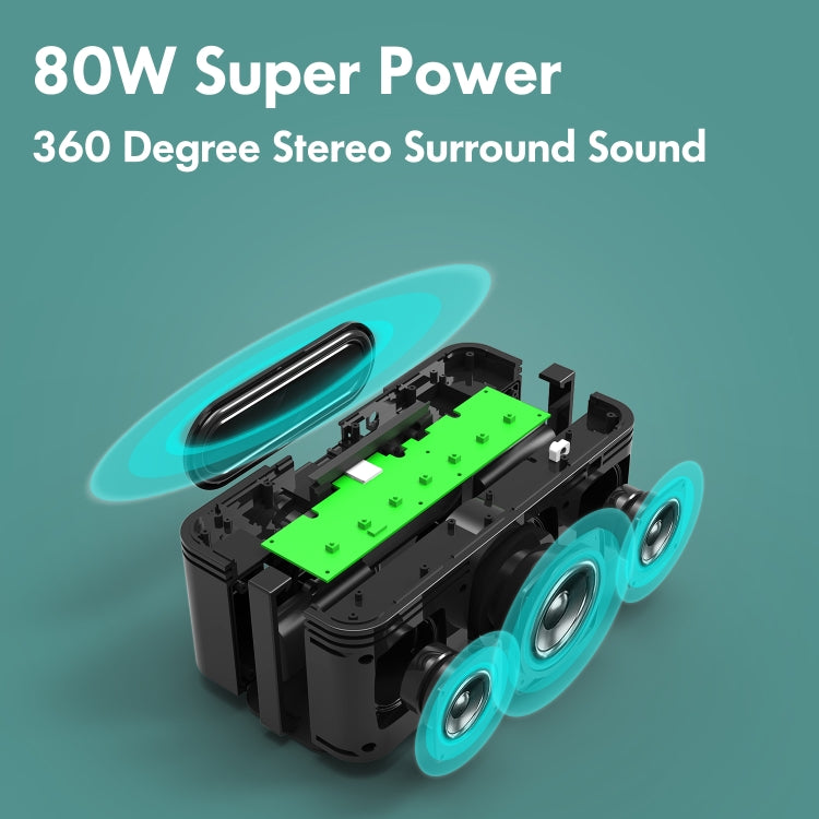 XDOBO X8 Plus 80W Wireless Bluetooth Speaker Outdoor Subwoofer Support TWS & TF Card & U Disk (Black) - free shipping - PMC Jewellery - Order now!