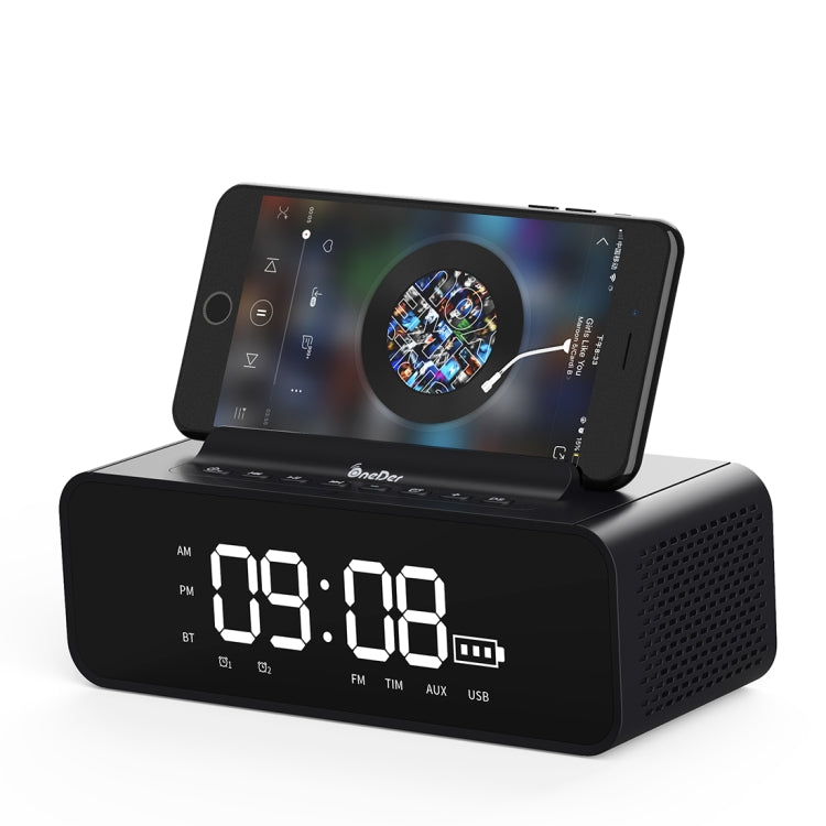 Oneder V06 Smart Sound Box Wireless Bluetooth Speaker, LED Screen Alarm Clock, Support Hands-free & FM & TF Card & AUX & USB Drive (Black) - Desktop Speaker by OneDer | Online Shopping South Africa | PMC Jewellery | Buy Now Pay Later Mobicred