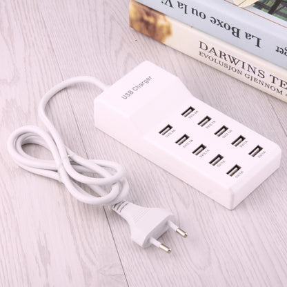 5V 2.4A / 2.1A / 1A 10-Port USB Charger Adapter, EU Plug(White) - Multifunction Charger by PMC Jewellery | Online Shopping South Africa | PMC Jewellery | Buy Now Pay Later Mobicred