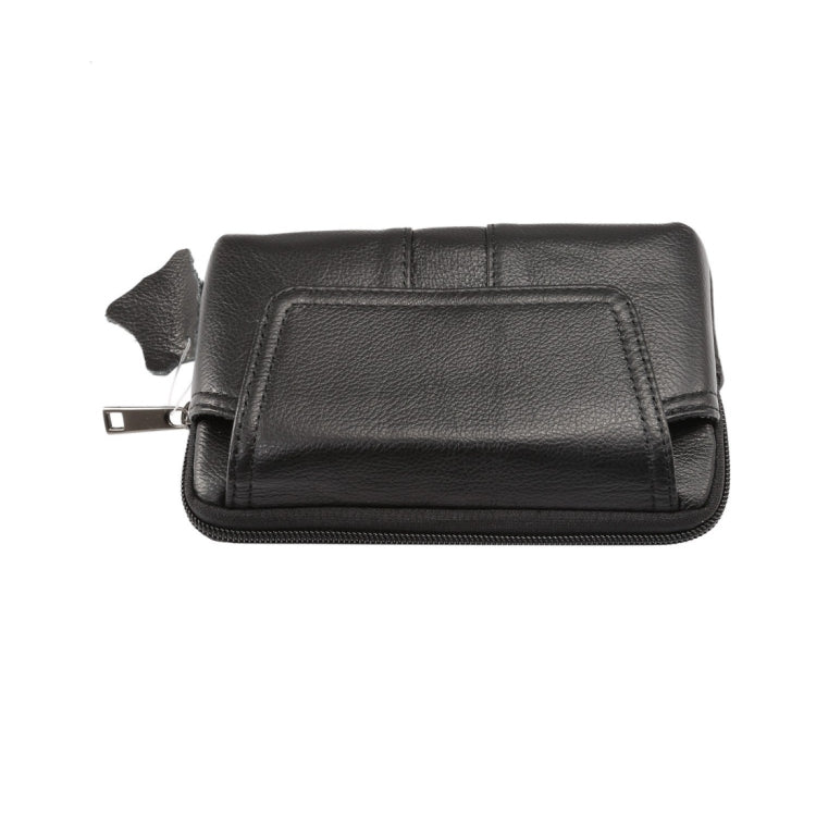 5.2 inch and Below Universal Genuine Leather Men Horizontal Style Case Waist Bag with Belt Hole, For iPhone, Samsung, Sony, Huawei, Meizu, Lenovo, ASUS, Oneplus, Xiaomi, Cubot, Ulefone, Letv, DOOGEE, Vkworld, and other(Black) - More iPhone Cases by PMC Jewellery | Online Shopping South Africa | PMC Jewellery | Buy Now Pay Later Mobicred