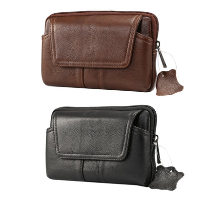 5.2 inch and Below Universal Genuine Leather Men Horizontal Style Case Waist Bag with Belt Hole, For iPhone, Samsung, Sony, Huawei, Meizu, Lenovo, ASUS, Oneplus, Xiaomi, Cubot, Ulefone, Letv, DOOGEE, Vkworld, and other(Black) - More iPhone Cases by PMC Jewellery | Online Shopping South Africa | PMC Jewellery | Buy Now Pay Later Mobicred