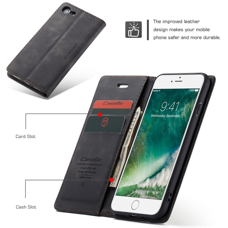 CaseMe-013 Multifunctional Retro Frosted Horizontal Flip Leather Case for iPhone 7 / 8, with Card Slot & Holder & Wallet(Black) - More iPhone Cases by CaseMe | Online Shopping South Africa | PMC Jewellery | Buy Now Pay Later Mobicred