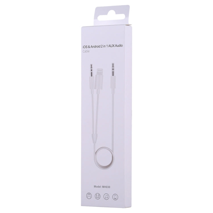 MH030 1m 2 in 1 8 Pin Male & 3.5mm Male to 3.5mm Male AUX Audio Cable For iPhone, iPad, Samsung, Huawei, Xiaomi, HTC - Video & Audio Cable by PMC Jewellery | Online Shopping South Africa | PMC Jewellery | Buy Now Pay Later Mobicred