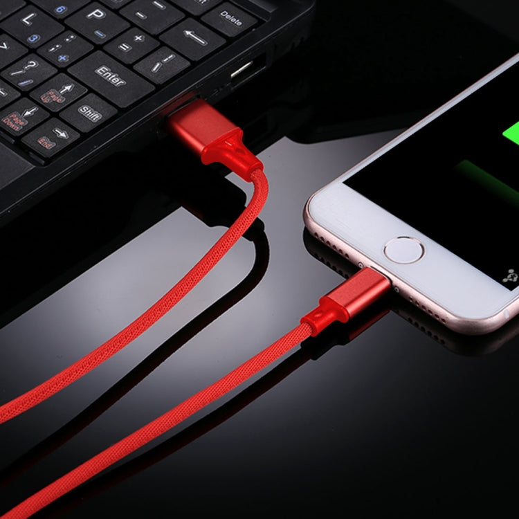 1m 2A USB to 8 Pin Nylon Weave Style Data Sync Charging Cable(Red) - Normal Style Cable by PMC Jewellery | Online Shopping South Africa | PMC Jewellery | Buy Now Pay Later Mobicred