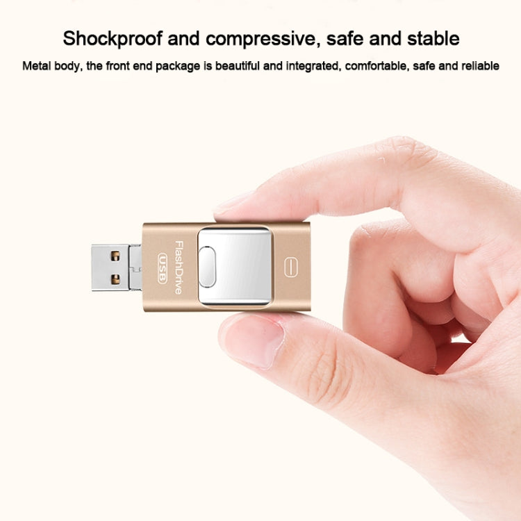 64GB USB 3.0 + 8 Pin + Mirco USB Android iPhone Computer Dual-use Metal Flash Drive (Silver) - U Disk & Card Reader by PMC Jewellery | Online Shopping South Africa | PMC Jewellery | Buy Now Pay Later Mobicred