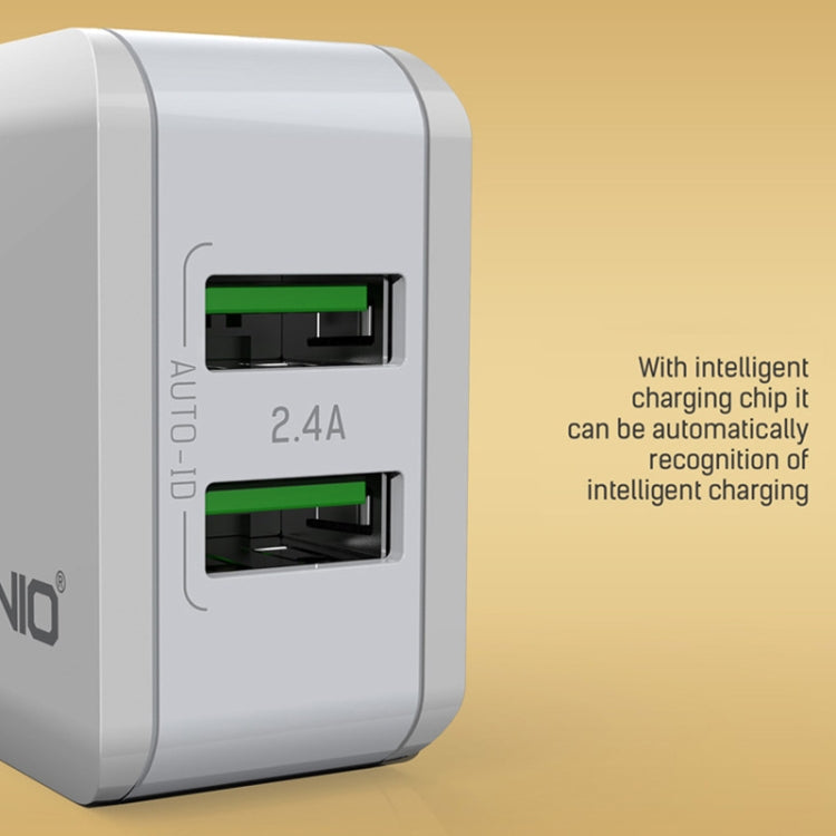 LDNIO A2201 2.4A Dual USB Charging Head Travel Direct Charge Mobile Phone Adapter Charger With 8 Pin Data Cable(EU Plug) - USB Charger by LDNIO | Online Shopping South Africa | PMC Jewellery | Buy Now Pay Later Mobicred