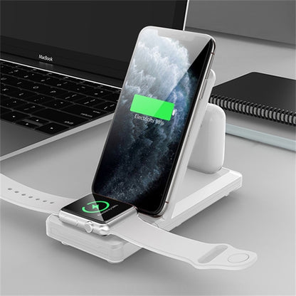 H6 3 in 1 Portable Folding Wireless Charger for iPhone + iWatch + AirPods(White) - Wireless Charger by PMC Jewellery | Online Shopping South Africa | PMC Jewellery | Buy Now Pay Later Mobicred