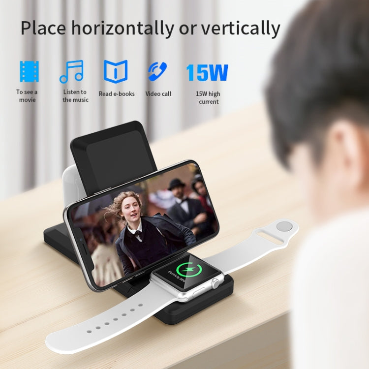 H6 3 in 1 Portable Folding Wireless Charger for iPhone + iWatch + AirPods(White) - Wireless Charger by PMC Jewellery | Online Shopping South Africa | PMC Jewellery | Buy Now Pay Later Mobicred