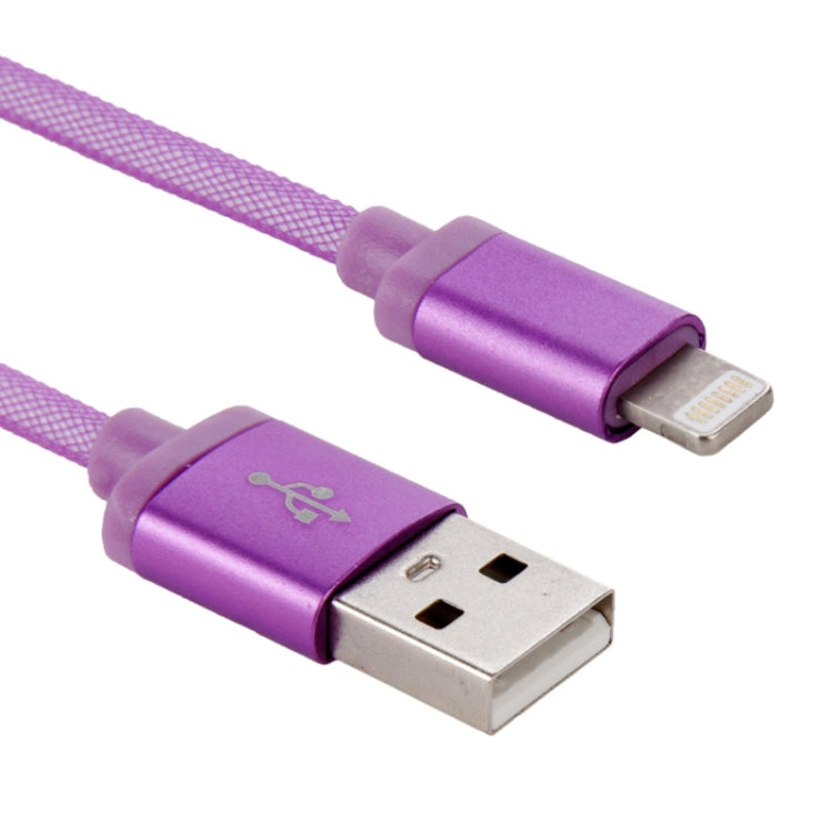 1m Net Style Metal Head 8 Pin to USB Data / Charger Cable(Purple) - Normal Style Cable by PMC Jewellery | Online Shopping South Africa | PMC Jewellery | Buy Now Pay Later Mobicred