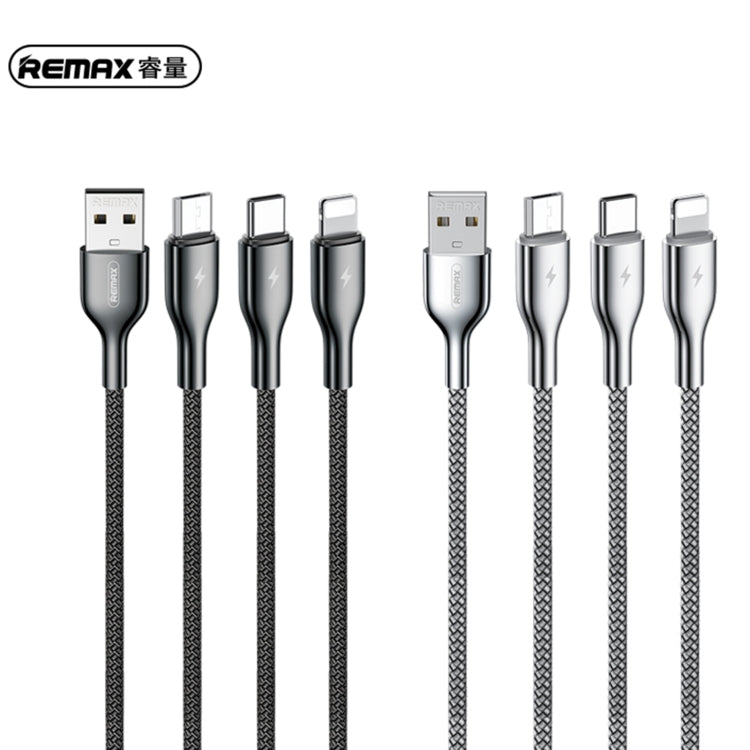 REMAX RC-092th Kingpin Series 3.1A 3 in 1 USB to Micro USB + Type-C + 8 Pin Charging Cable, Cable Length: 1.2m(Black) - Multifunction Cable by REMAX | Online Shopping South Africa | PMC Jewellery | Buy Now Pay Later Mobicred